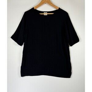 Loose San Francisco Top Womens Medium Black Minimalist Textured Modern Artisan